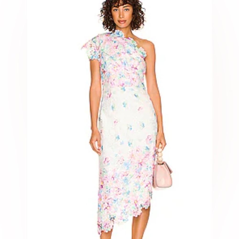 ELLIATT bridal one shoulder multi- color floral dress, size L